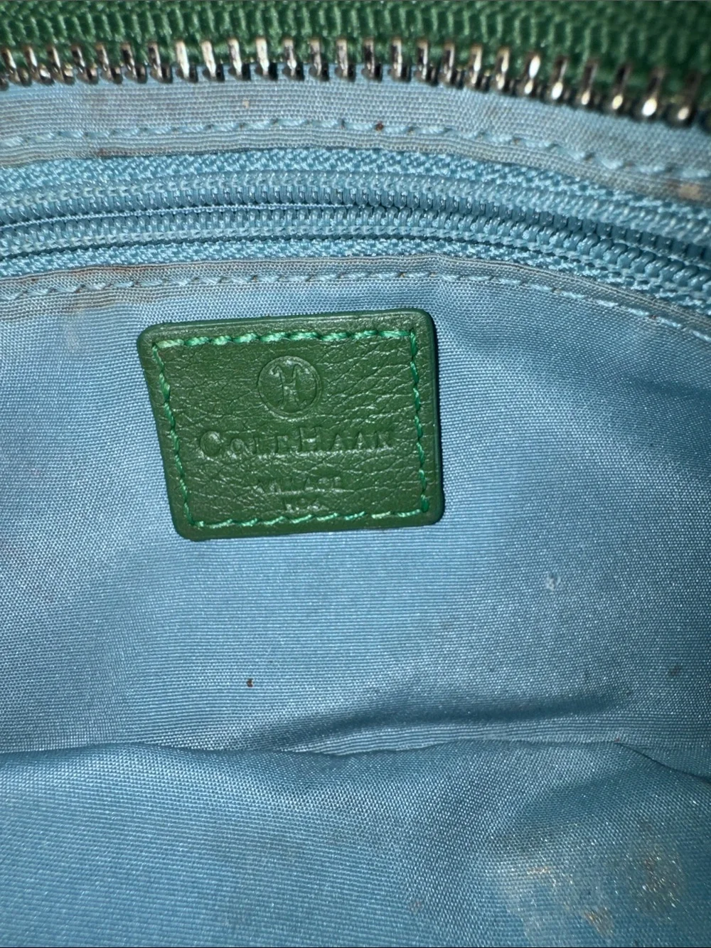 Cole Haan Green Leather Wristlet Clutch